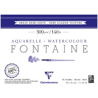 Альбом для акварели, 25л., 18*24, на склейке Clairefontaine "Fontaine Demi-satin?", 300г/м2, горяч. пресс., полу-сатин