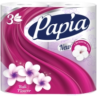 Бумага туалетная Papia "Балийский Цветок", 3-х слойн., 4шт., тиснение, белая