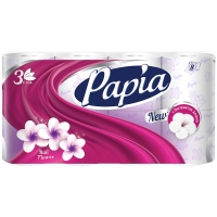 Бумага туалетная Papia "Балийский Цветок", 3-х слойн., 8шт., тиснение, белая,