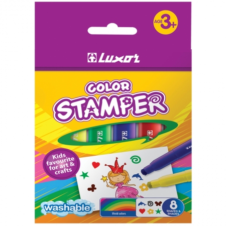 Фломастеры-штампы "Color Stamper" 08цв., картон. уп., европодвес