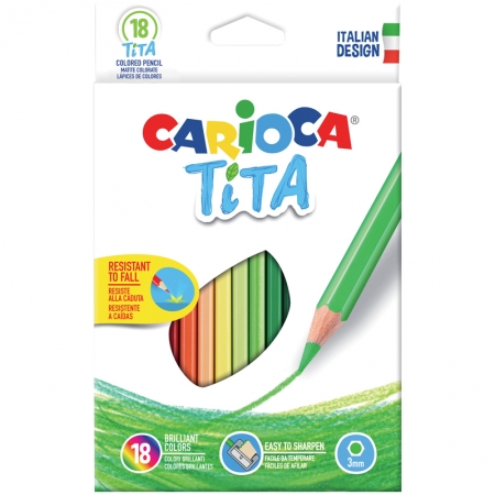 Карандаши пластиковые Carioca "Tita", 18цв., заточен., картон, европодвес