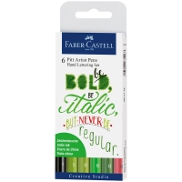 Набор капиллярных ручек Faber-Castell "Pitt Artist Pens Lettering set" ассорти, 6шт., 0,3мм/Brush, европодвес