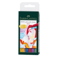 Набор капиллярных ручек Faber-Castell "Pitt Artist Pen Brush Basic" ассорти, 6шт., пласт. уп., европодвес