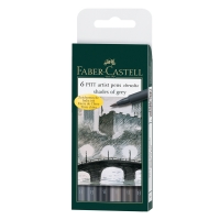 Набор капиллярных ручек Faber-Castell "Pitt Artist Pen Brush" оттенки серого, 6шт., пластик. уп., европодвес