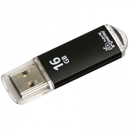 Память Smart Buy USB Flash  16GB V-Cut черный (металл.корпус)
