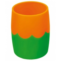 Подставка-стакан СТАММ, пластик, круглый, двухцветный зелено-оранжевый