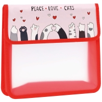 Папка для тетрадей 2 отделения А5 ArtSpace "Love Cats", пластик, на липучке