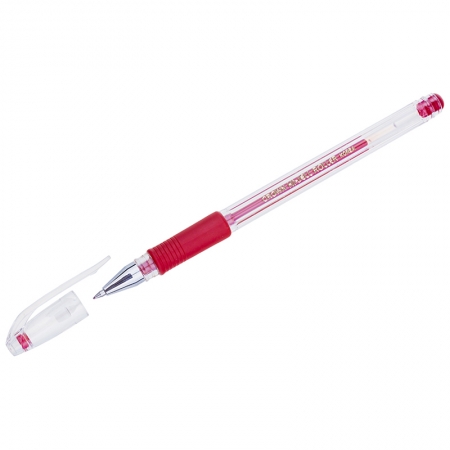 Ручка гелевая красная, 0,5мм, грип