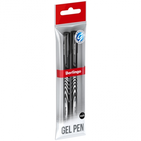 Ручка гелевая Berlingo "G-Line" черная, 0,5мм, игольчатый стержень, 2шт, пакет с европодвесом