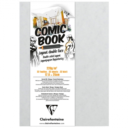 Скетчбук для маркеров 32л. 176*250мм, на склейке Clairefontaine "Comic book", 220 г/м2