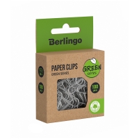 Скрепки 28мм, Berlingo "Green Series", 100шт, никелированные, крафт упак., европодвес