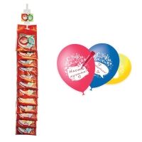 Воздушные шары,   5шт., М12/30см, ПатиБум "С Днем рождения", пастель+декор, с маркером, европ.,стрипл.